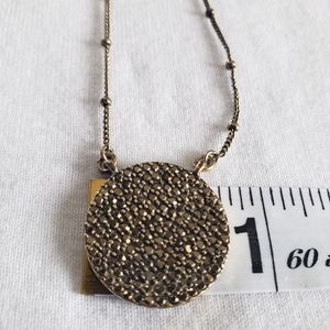 Lucky brushed gold tone pave pendant necklace 19"+